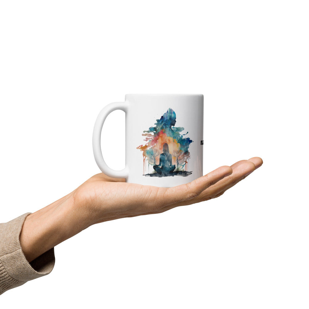 Namaste Yoga Meditation Mug - Watercolor Clouds - 11 oz